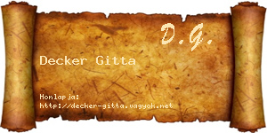 Decker Gitta névjegykártya